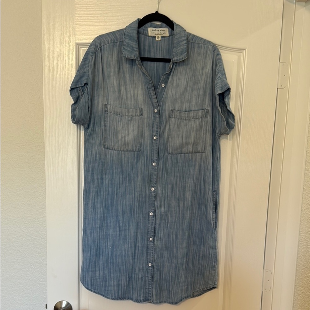 Anthropologie - Cloth & Stone Light Blue Chambray Shirt Dress